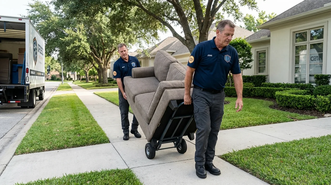 Local residential moving crew loading furniture in Indianola, WA